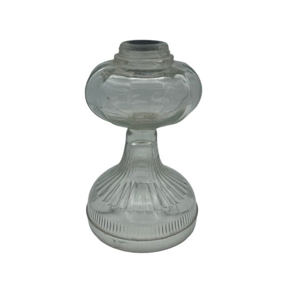 Vintage Clear Pressed Glass KErosene Lamp Base 8.25 Inch Tall - Picture 1 of 6